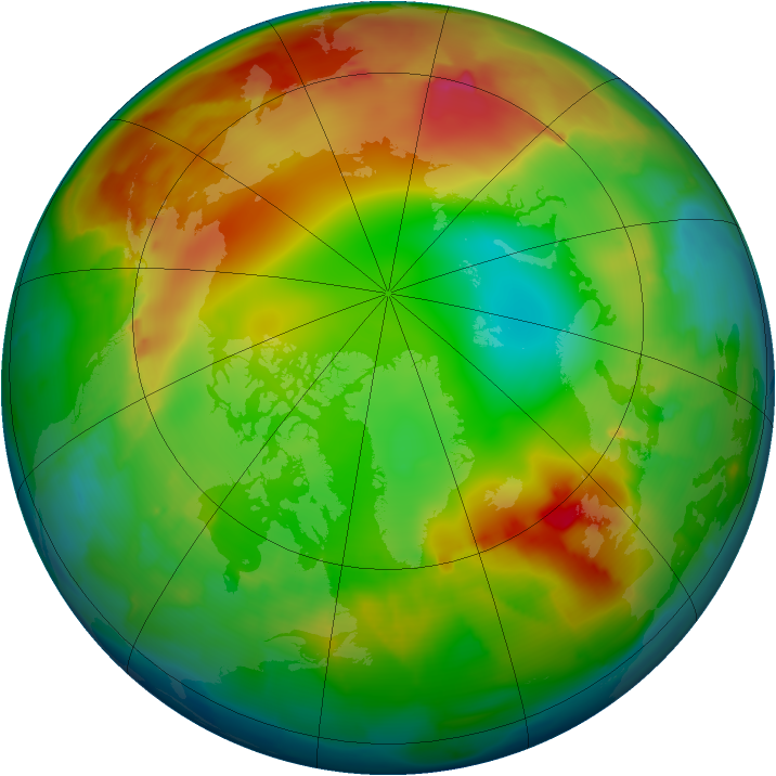 Arctic ozone map for 13 January 2014